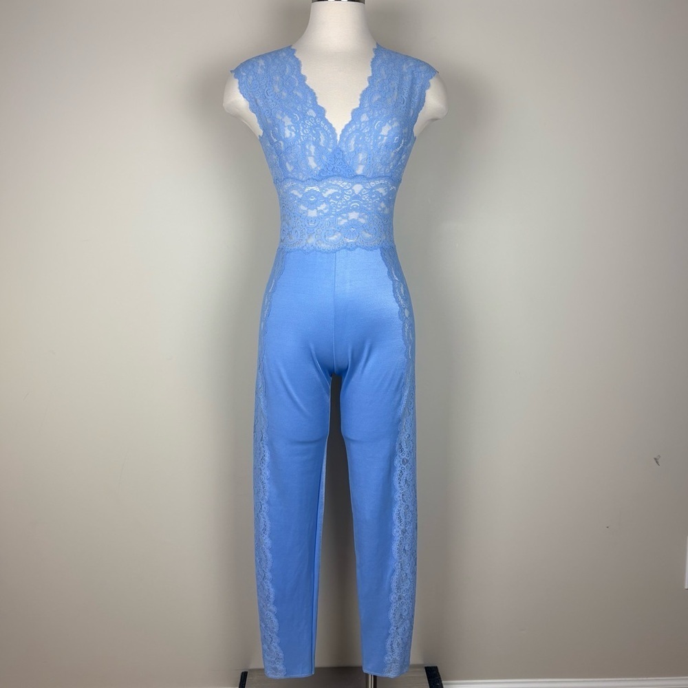 Fernando Sanchez x Vanity Fair Vintage Sleep Leotard One Piece Size Small Blue